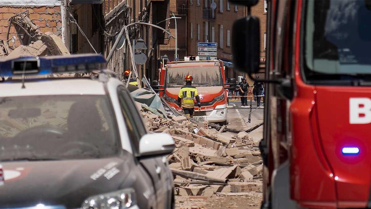 Derrumbe de un edificio en Teruel, en imágenes