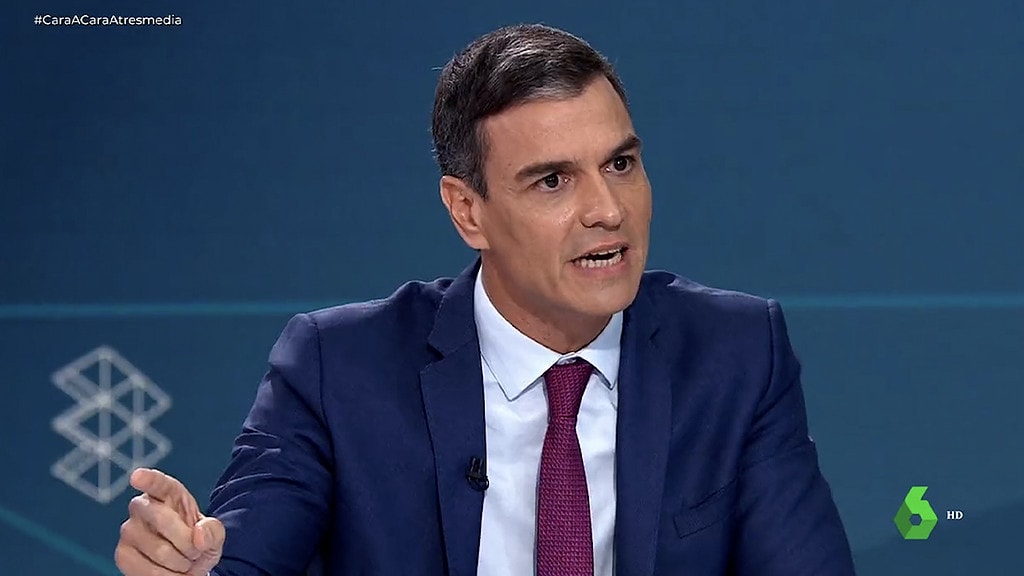 Pedro Sánchez en un momento del debate de Atresmedia.