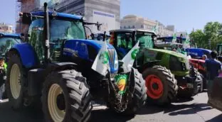 Casi 200 tractores marchan hacia el Ministerio de Agricultura para pedir ayudas por la sequía