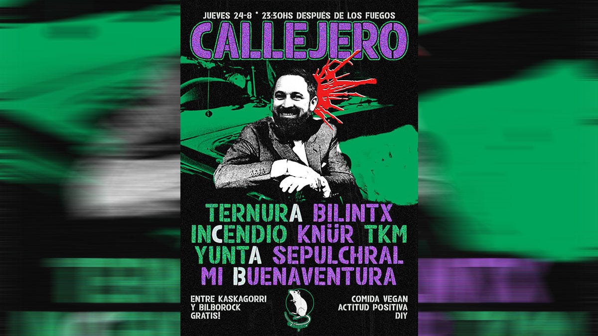 Vox denuncia el cartel de las fiestas de Bilbao en el que Santiago Abascal recibe un tiro en la nuca
