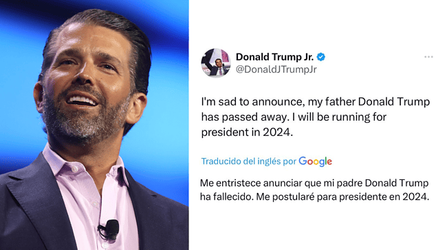Hackean la cuenta del hijo de Trump y dice que su padre ha muerto: «Me presentaré en 2024»