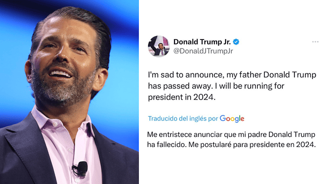 Hackean la cuenta del hijo de Trump y dice que su padre ha muerto: «Me presentaré en 2024»