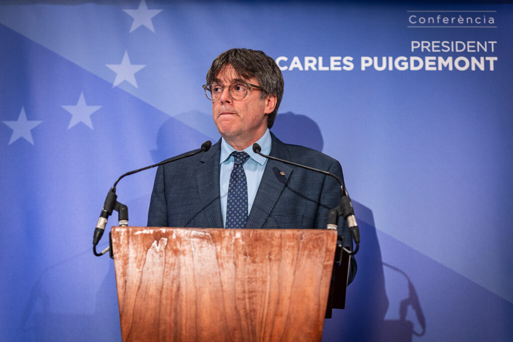 El expresidente de la Generalitat y eurodiputado de Junts, Carles Puigdemont, en Bruselas.