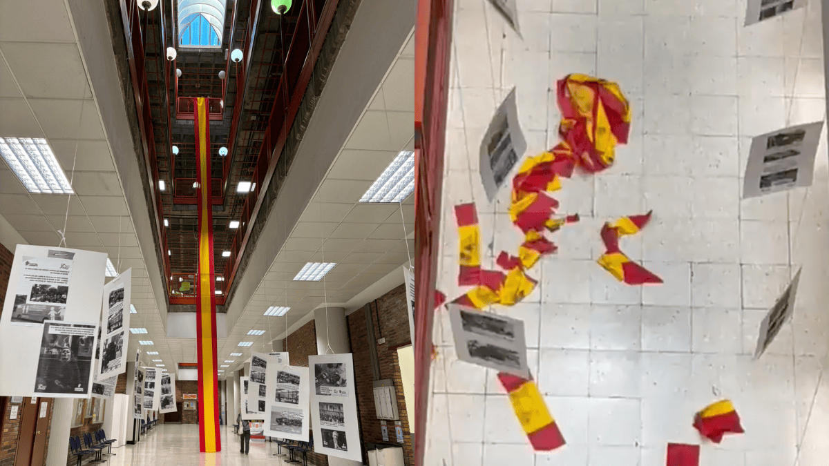 Una asociación universitaria denuncia a la Policía la vandalización de una bandera nacional