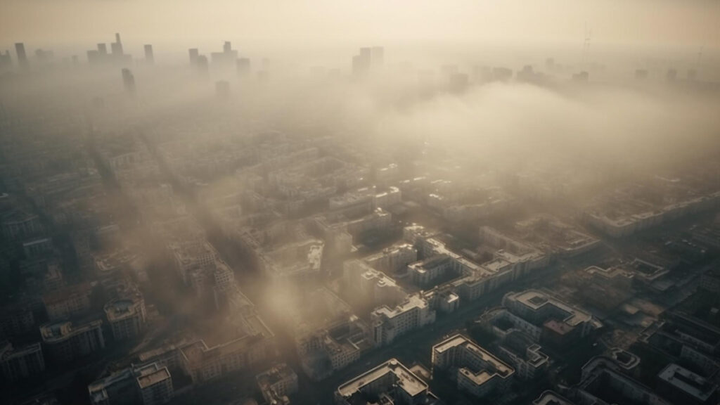 Una ciudad con nubes de contaminación