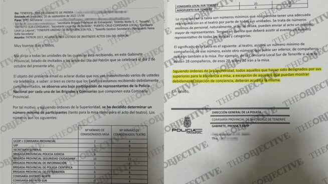 El jefe de la Policía Nacional en Tenerife obliga a 100 agentes a acudir a misa