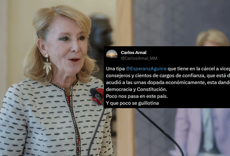 Esperanza Aguirre demandará a un portavoz de Más Madrid por sugerir guillotinarla