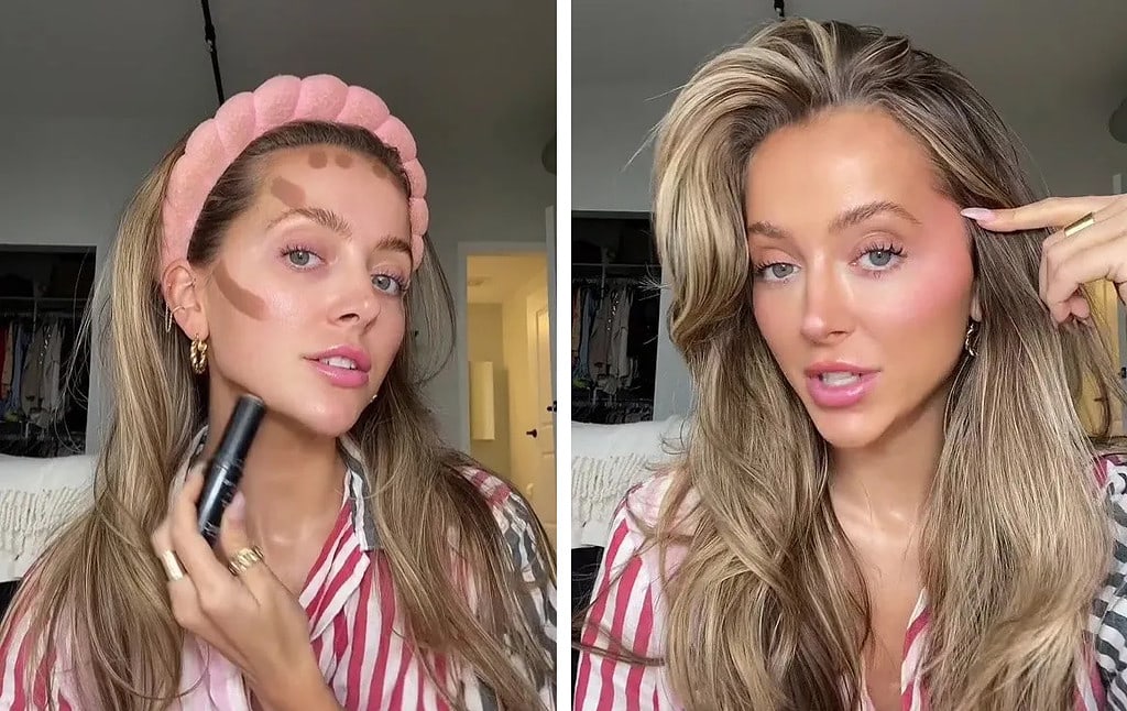 La influencer Abby Baffoe aplicándose el maquillaje Backwards Make Up.(Fuente: Instagram)