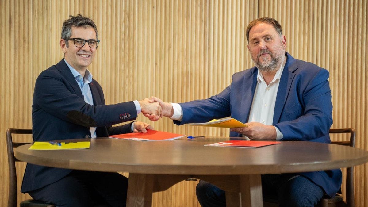 Bolaños y Junqueras sellan el pacto entre PSOE y ERC para investir a Sánchez