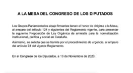Lea aquí el texto completo de la ley de amnistía que el PSOE va a registrar en el Congreso