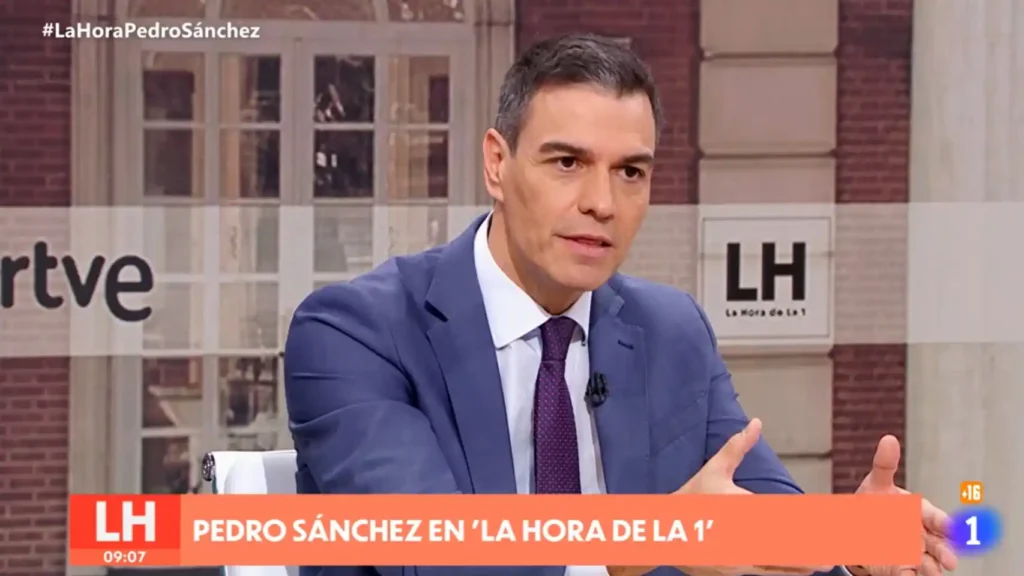 Pedro Sánchez durante la entrevista en 'La hora de la 1'
