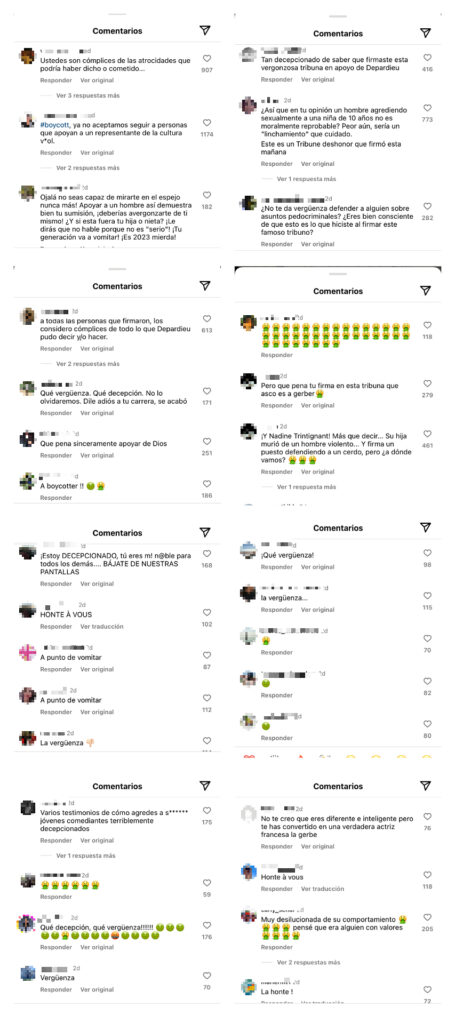 Algunos de los comentarios que está recibiendo Victoria Abril en su Instagram