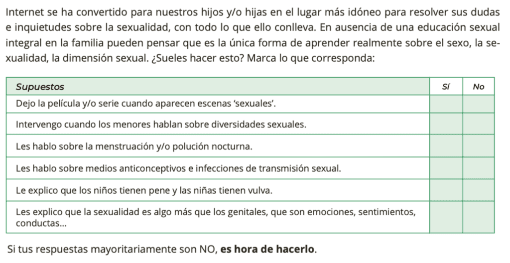 Página 10 de la guía «Educación Afectiva y Sexual en la Familia» de la Junta de Andalucía