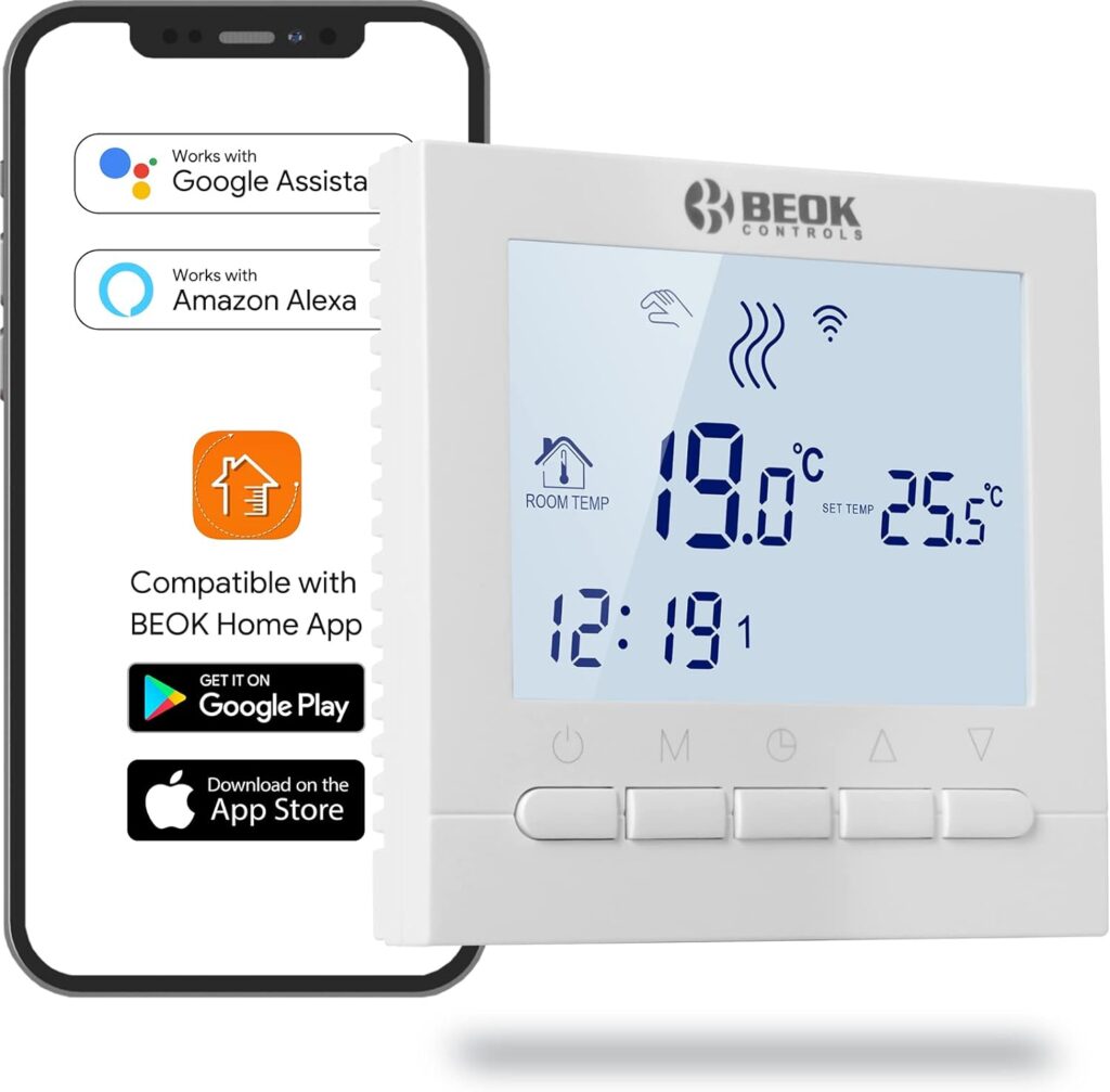 Meross Termostato inteligente de 16 A para calefacción eléctrica por suelo  radiante compatible con HomeKit, Siri,Alexa y Google Home, con WiFi,  pantalla táctil LED ycontrol por voz : : Moda