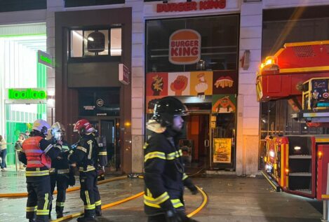 Incendio sin heridos en el Burger King de la Gran Vía de Madrid