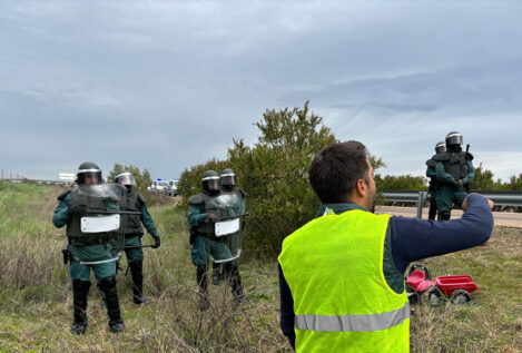 Herido de una pedrada un Guardia Civil en las protestas de agricultores en Badajoz