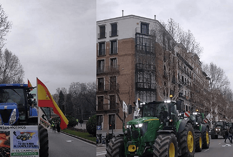 Unos 200 tractores de Castilla y León se unen a la protesta del campo en Madrid