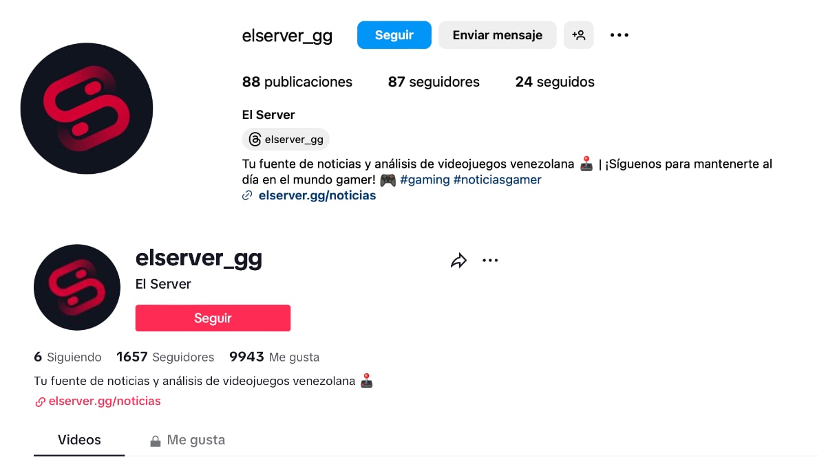 Las redes sociales de 'El Server' cuentan con muy pocos seguidores. 