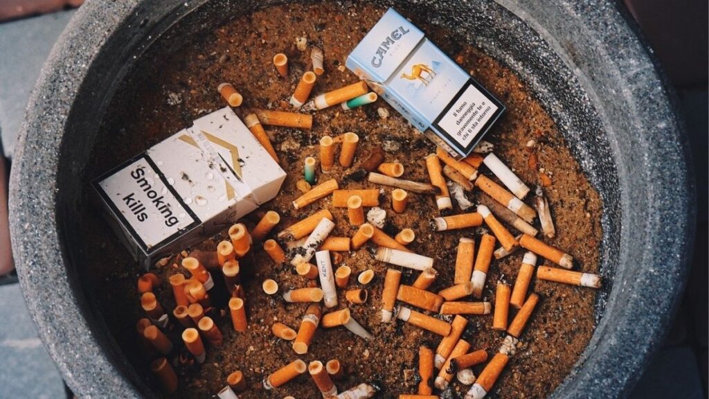 Cigarros en una papelera