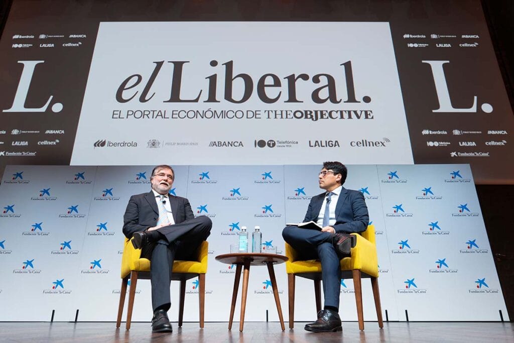 Alfonso Álvarez, CEO de Cellnex, y Fernando Cano en la presentación de EL LIBERAL
