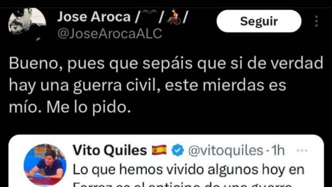 Un asesor del PSOE en Alicante amenaza a un periodista: «Si hay una guerra civil, me lo pido»