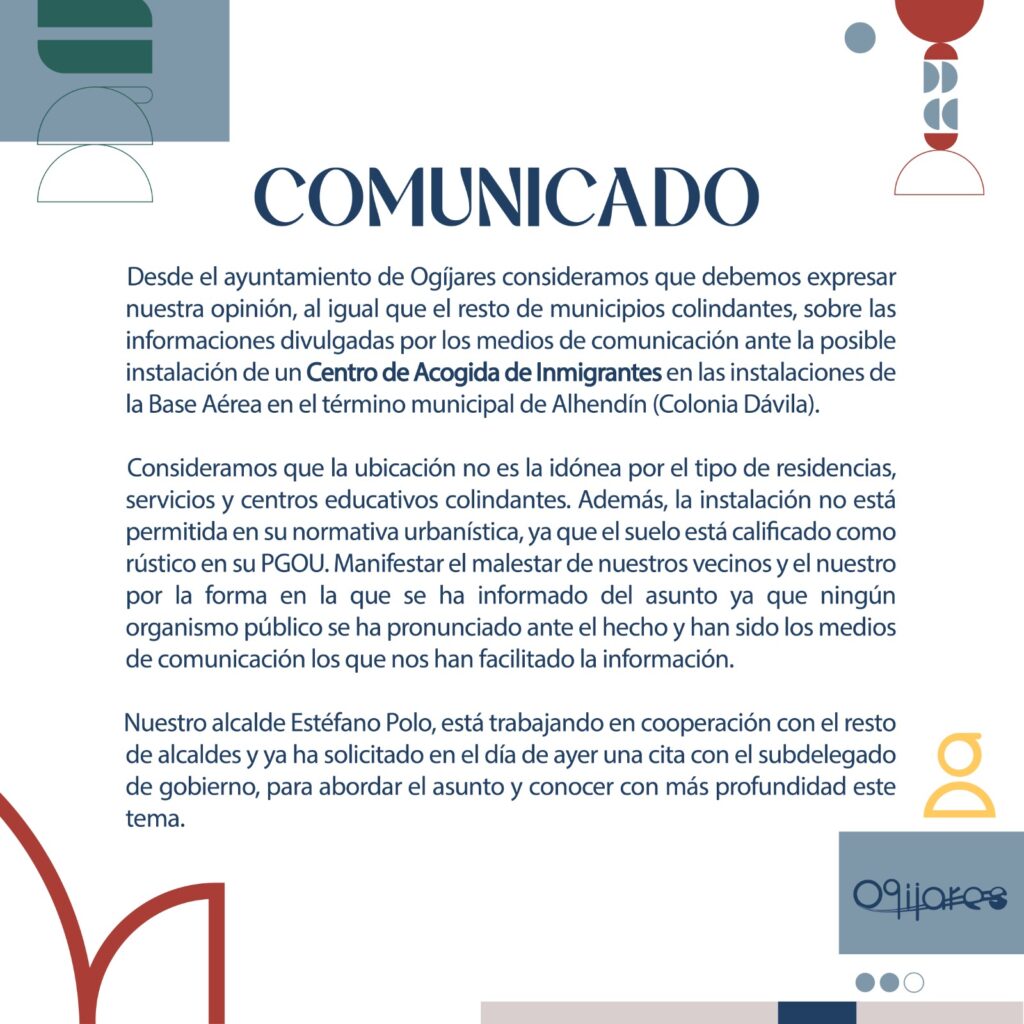Comunicado oficial del Ayuntamiento de Ogíjares