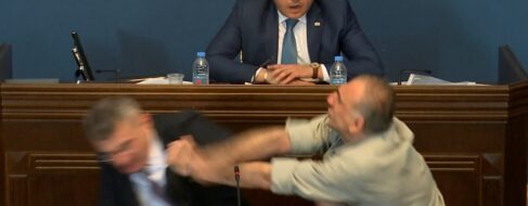 El jefe de la oposición de Georgia le pega un puñetazo al líder del partido de gobierno