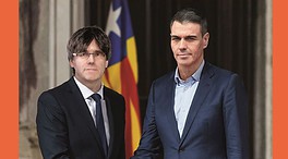 «Detenlos», el cartel de Ciutadans hecho con IA para las catalanas con Sánchez y Puigdemont