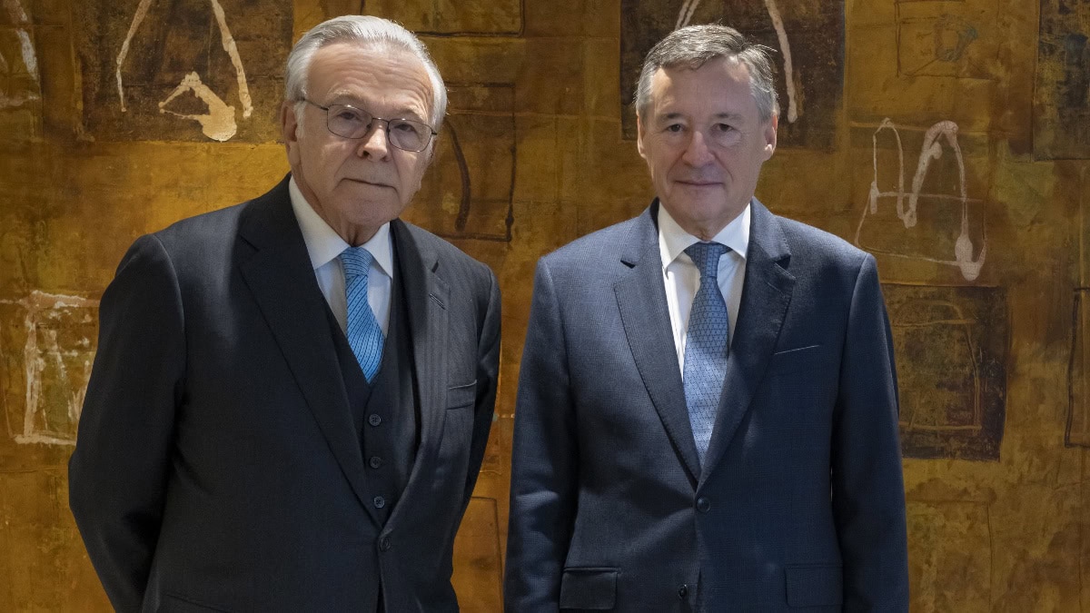 Isidro Fainé, presidente de Criteria, y Ángel Simón, consejero delegado del principal accionista de Telefónica junto a la SEPI.