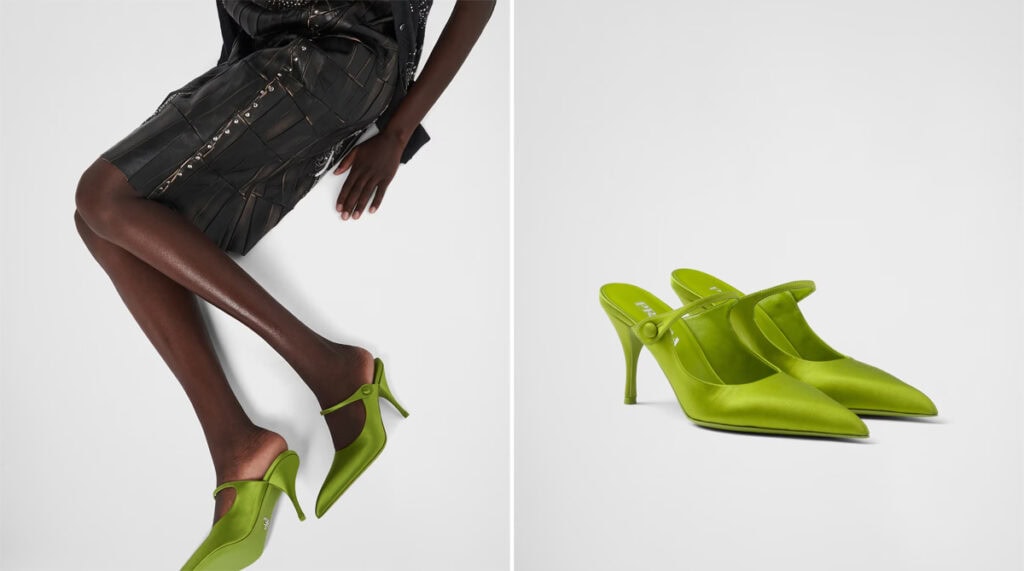 Zapatos mules verdes de Prada