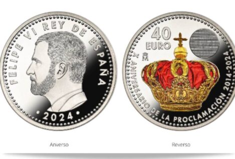 Así es la moneda de 40 euros con la cara de Felipe VI para el X aniversario de su coronación