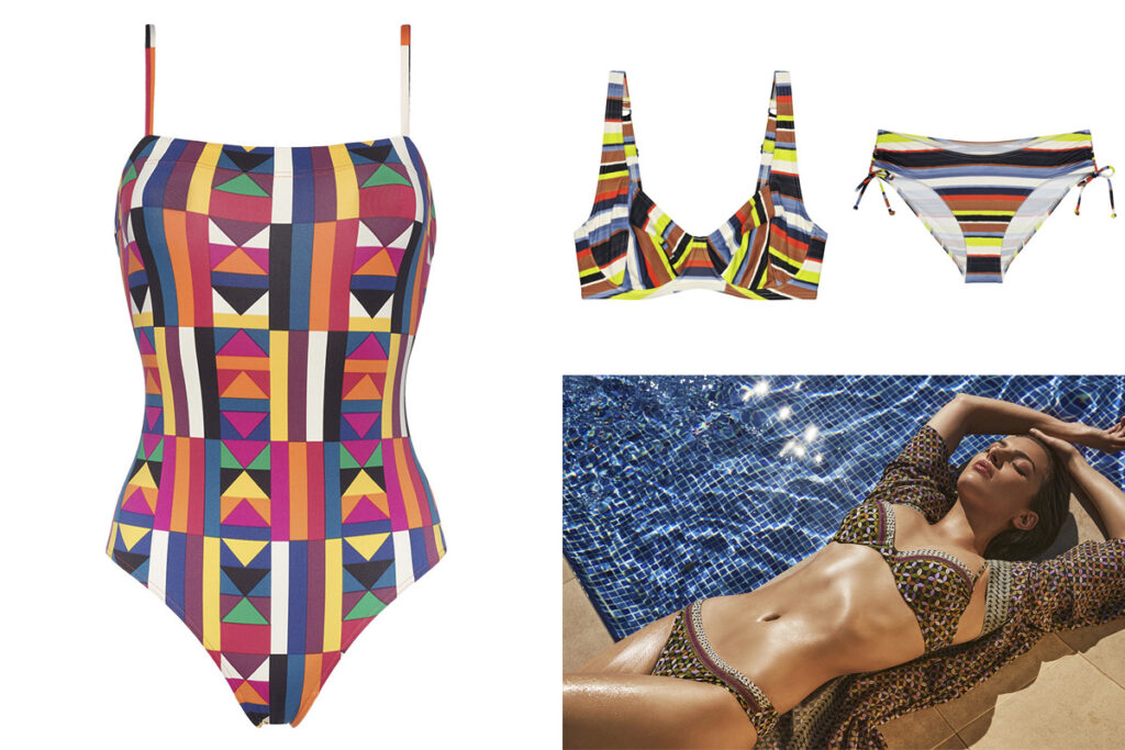 ERES Bañador multicolor // TRIUMPH Bikini con estampado geométrico // RED POINT Modelo con look de baño estampado