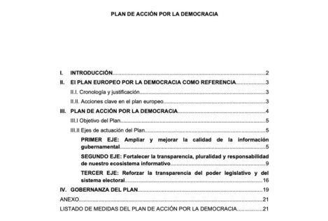 Consulte aquí el Plan de Acción por la Democracia aprobado por el Gobierno