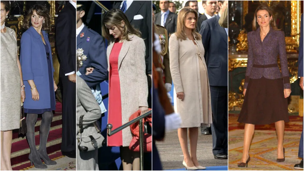 La reina Letizia el 12 de octubre de 2007, 2006, 2005 y 2004. Gtres