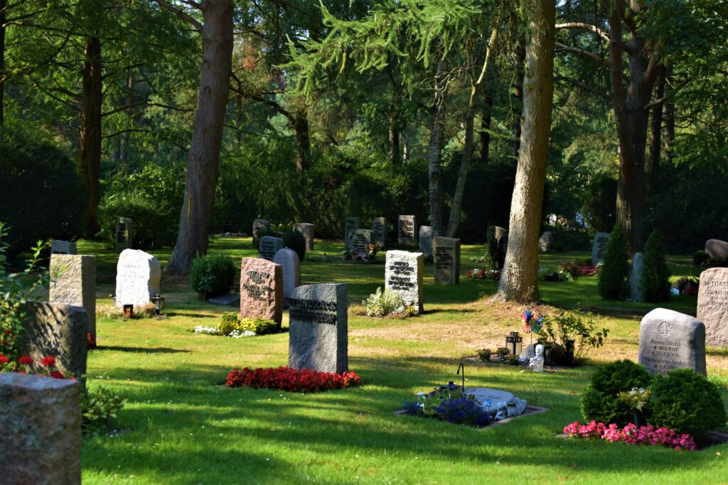 Cementerio adornado con flores: Waldemar (Unsplash)