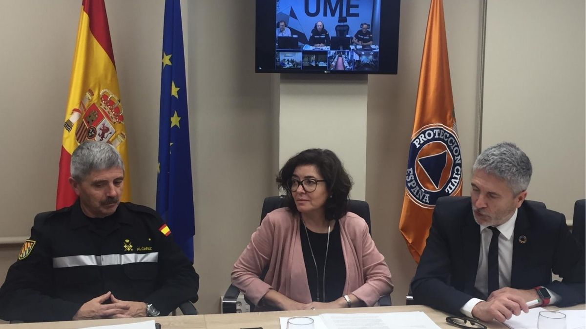 Así fue el simulacro por inundación en Aragón en el que Marlaska dirigió la UME