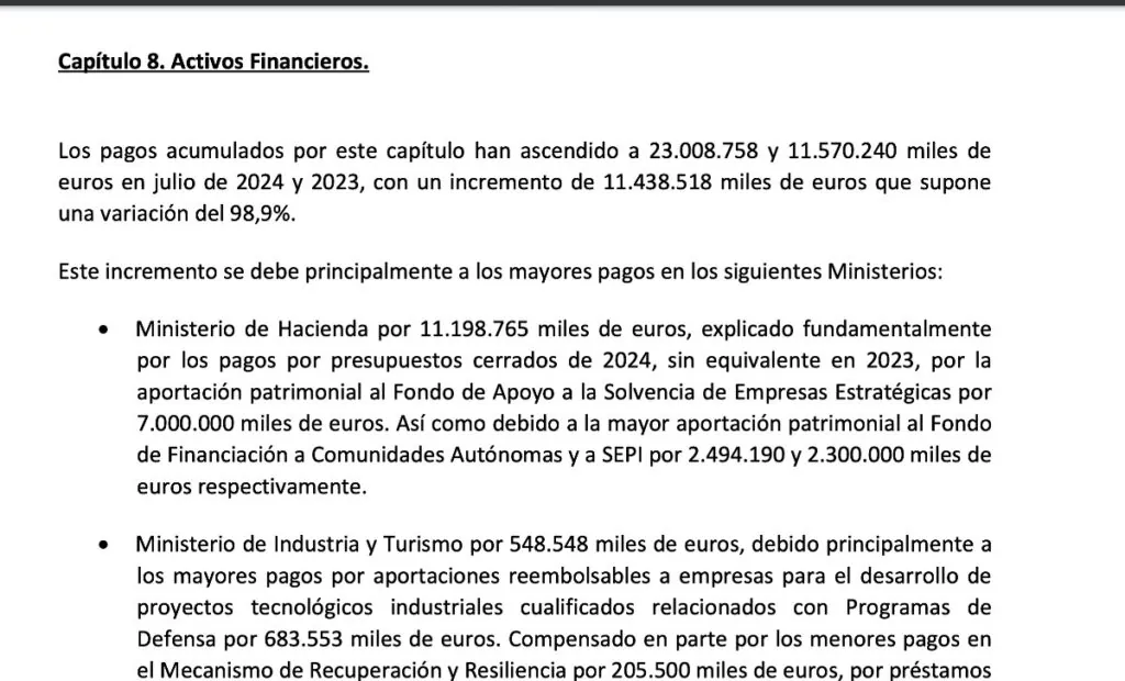 Primera versión, publicada originalmente por Hacienda en el avance comentado de pagos de julio de la IGAE y borrada un mes después (IGAE).