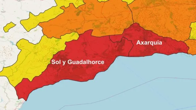 La Aemet activa la alerta roja por fuertes lluvias en Málaga y en el sur de Tarragona