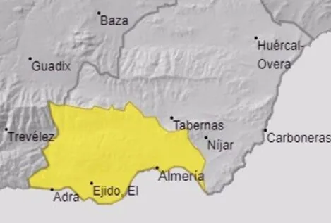 La Aemet eleva a alerta naranja el aviso por lluvias y tormentas en Almería