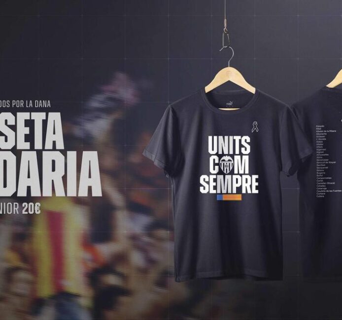 El Valencia CF presenta una camiseta solidaria en apoyo a los damnificados por el temporal
