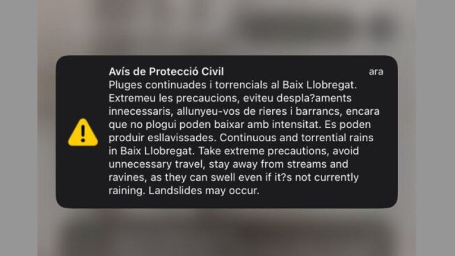 Enfado en Cataluña por recibir la alerta del clima en catalán e inglés: «Falta gestión nacional»