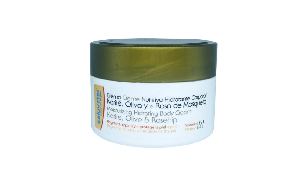 Crema hidratante corporal con rosa mosqueta, aceite de oliva y manteca de karité de Saluvital