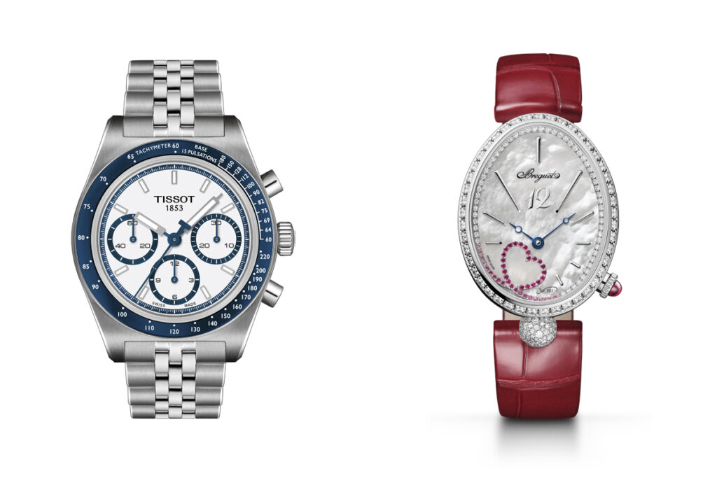 TISSOT Reloj Chronograph Valjoux // BREGUET Modelo con correa de piel roja