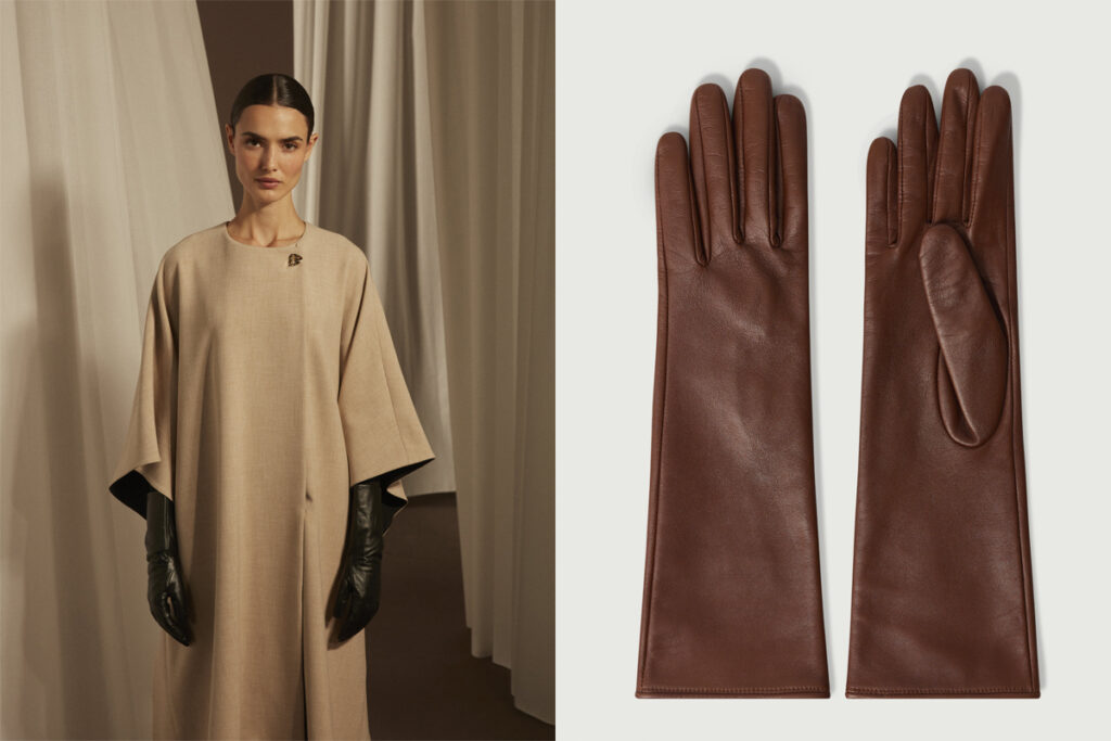 EL CORTE INGLÉS Modelo con guantes largos // SOEUR Guantes marrones