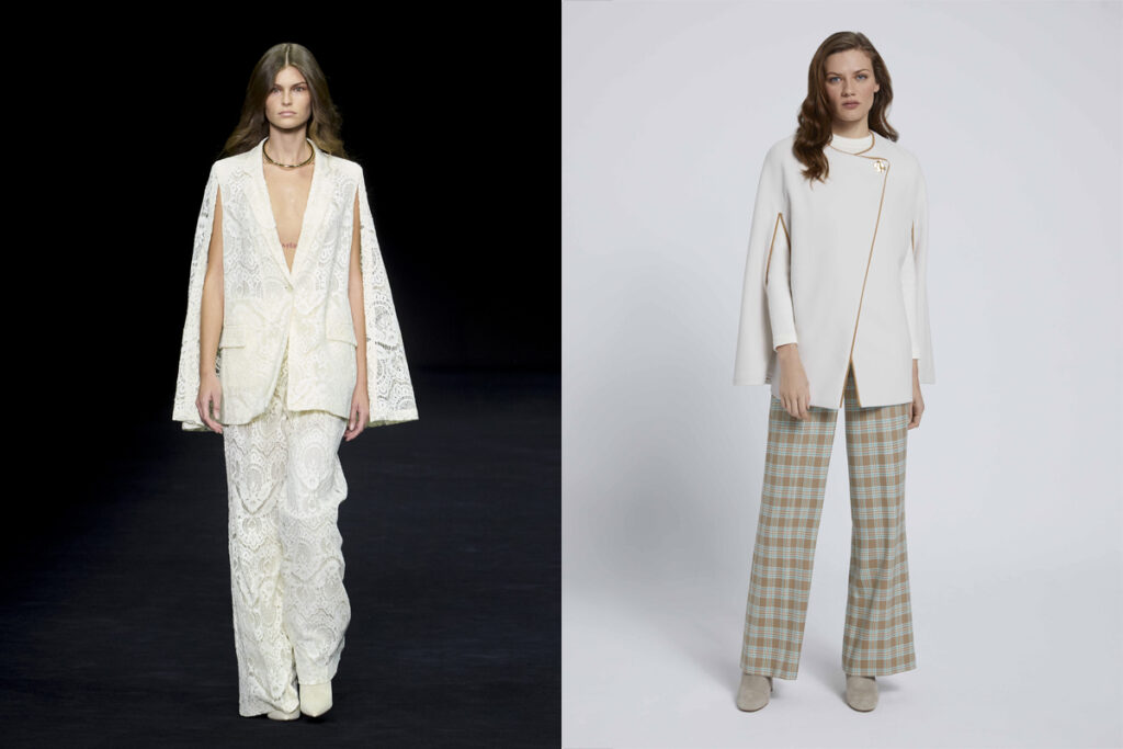 TWINSET Capa de encaje blanco // LAURA BERNAL Propuesta cruzada en color crudo
