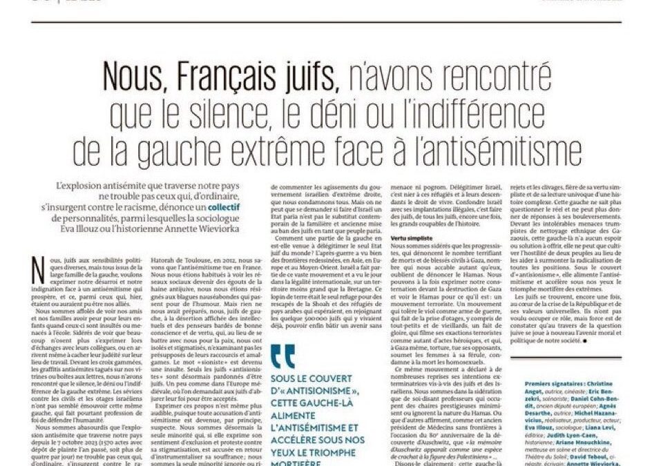 La comunidad judía denuncia en ‘Le Monde’ que la extrema izquierda da alas al antisemitismo