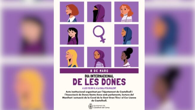 Un ayuntamiento de ERC retrata a una mujer con niqab en su cartel por el 8-M
