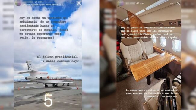Defensa investiga si un militar publicó fotos contra el «perro» Sánchez dentro de un Falcon