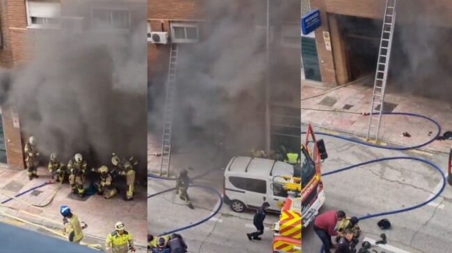 Dos bomberos muertos y varios heridos en un incendio de un parking privado en Alcorcón