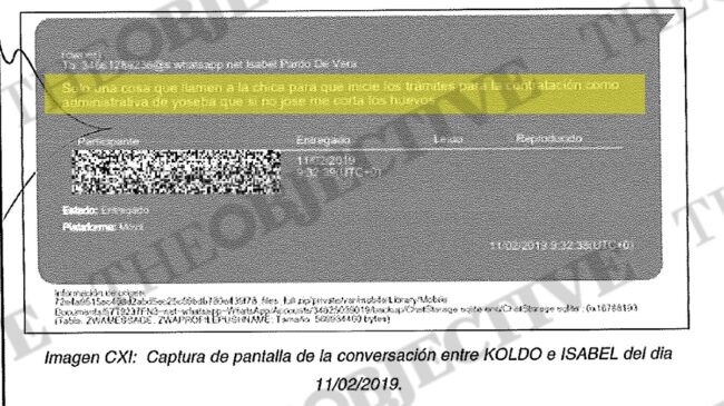Koldo apremió a Pardo de Vera con el fichaje de Jésica: «Si no José me corta los huevos»